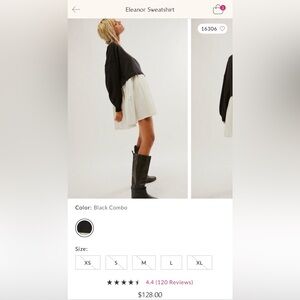 Free People Eleanor Black and White Layered Sweatshirt Dress NWT